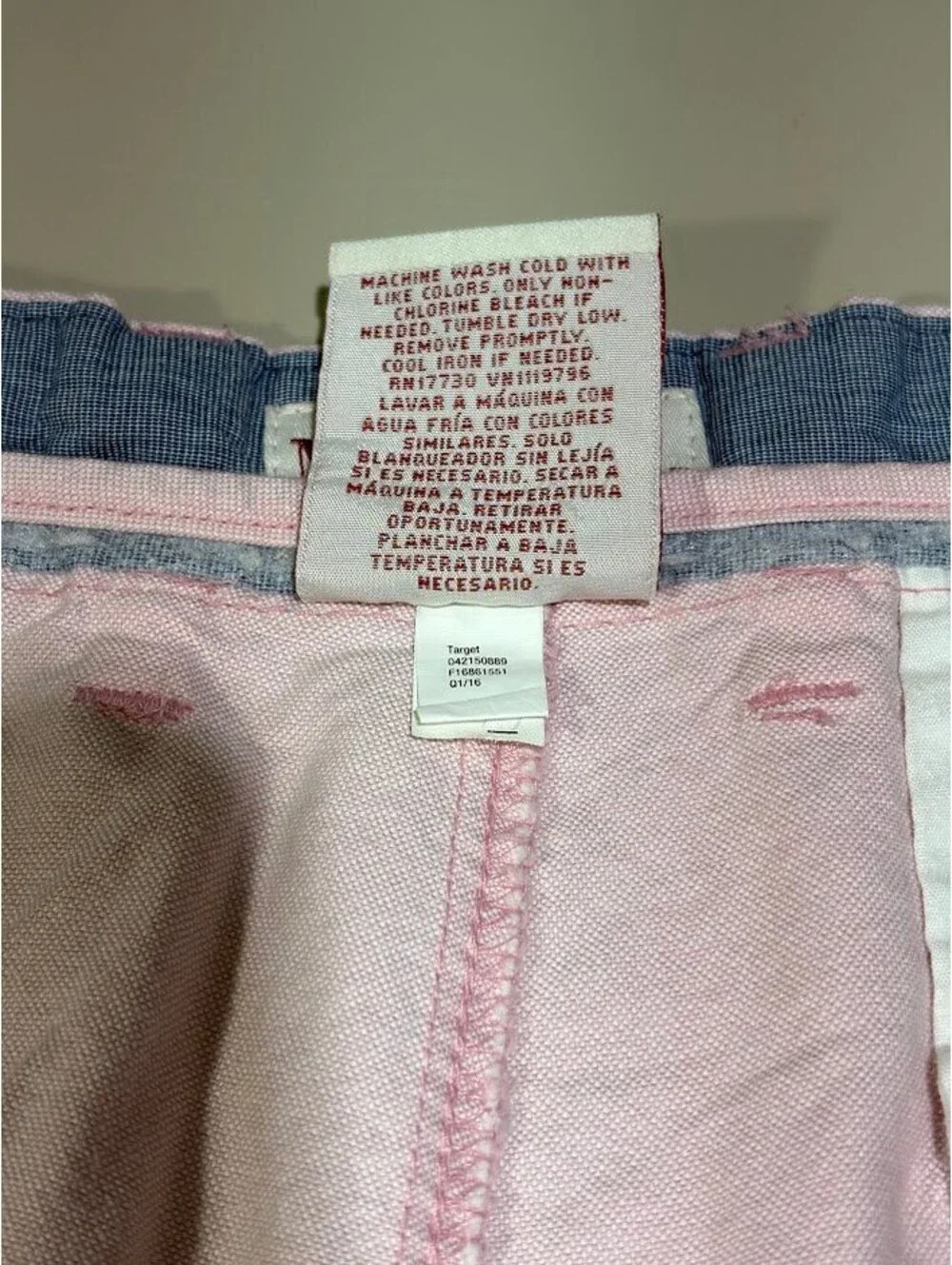 Merona Mens Chino Shorts Size 40 Pink Flat Front Cotton Casual Summer Preppy 9